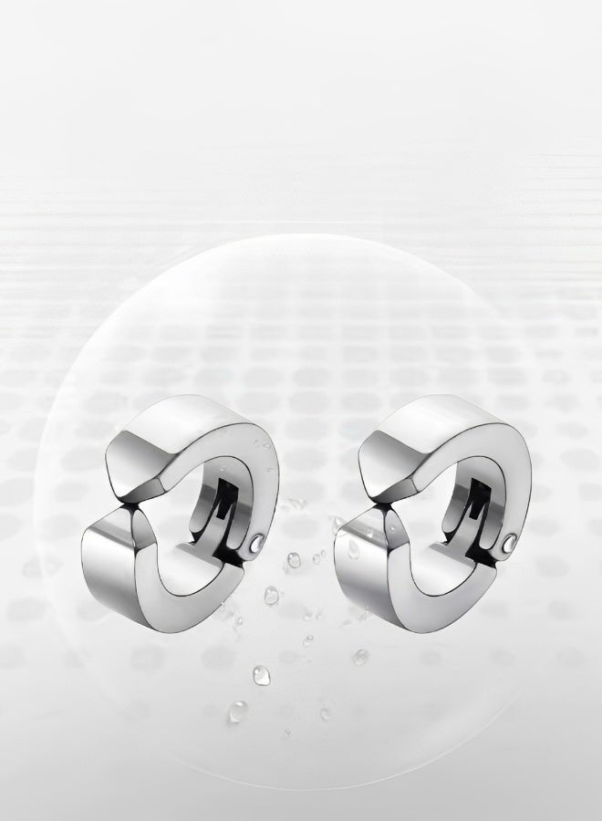 8 Pieces  of Non Piercing Earrings Ear Clip Fake Ear Hoops for Men and Women Stainless Steel 4 Colors Men Magnet Ear Stud Non Piercing Clip Ms Earrings Ear studs simple false earrings ear clips - Image 5